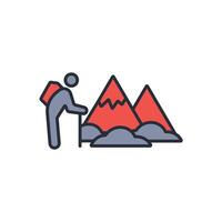 Hiking icon. .Editable stroke.linear style sign for use web design,logo.Symbol illustration. vector