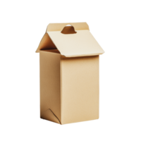Brown kraft paper box with handle, empty and upright, suitable for packaging and storage png