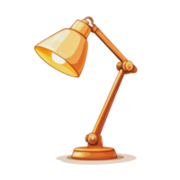 A warm-toned desk lamp with an adjustable arm illuminating a workspace png
