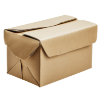 Brown cardboard box resting on a flat surface, showcasing a simple design suitable for storage or shipping png