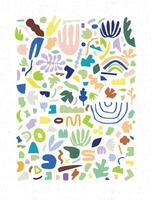 Geometric abstract unique handmade shapes drawing in green and blue tones vector