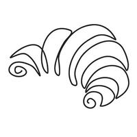 croissant drawn in one continuous line on a white background vector