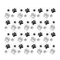 Cute paw seamless pattern. Repeating cartoon black dog or cat on white background. Repeated marks pet texture for design prints. Repeat modern backdrop. Contemporary pattern. Illustration vector