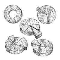 pie chart set sketch hand drawn vector