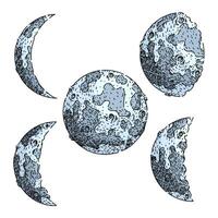 moon set sketch hand drawn vector