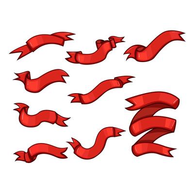 red ribbon retro set cartoon illustration