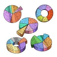 pie chart set sketch hand drawn vector