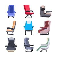 seat airplane set cartoon illustration vector