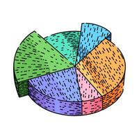 segments pie chart sketch hand drawn vector
