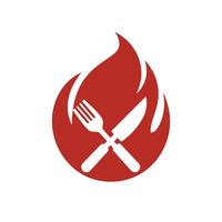 Fork and Knife with Flame Icon Illustration vector