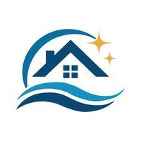 Clean House Icon with Waves and Sparkles vector