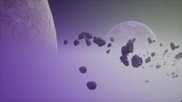 a large cluster of asteroids near an unknown planet video