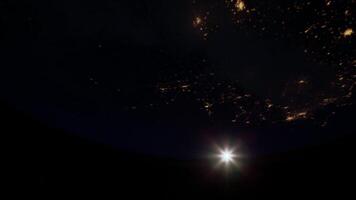 Sphere of nightly Earth planet in outer space video