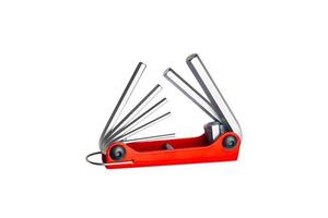 Hand tools,Folding Hex Key Set isolate on white background. Folding Hex Key design for slipping in pocket or for easy storage. photo