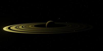 3d representation wide image of planetary system sunlight on one side photo