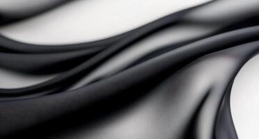 Smooth black fabric draping elegantly on a white surface photo