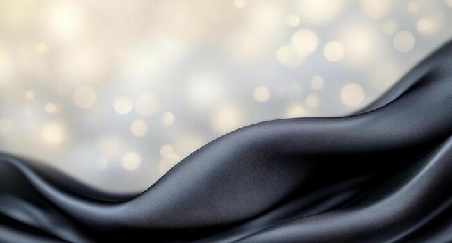 Smooth black fabric draping elegantly on a white surface photo