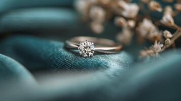 Elegant Stacked Rings With Diamonds Displayed on a Reflective Surface in Natural Light photo