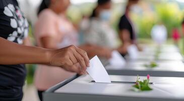 Voters Casting Ballots During a Community Election in a Public Space photo