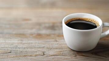 Cozy Coffee Cup on Rustic Wooden Table in Morning Light photo
