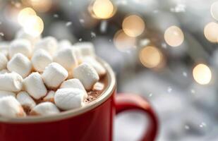 Cozy Hot Chocolate With Marshmallows in a Winter Setting photo
