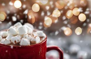 Cozy Hot Chocolate With Marshmallows in a Winter Setting photo