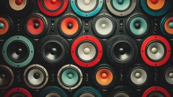 Colorful Speakers Line Displayed in a Music Studio for Audio Production photo
