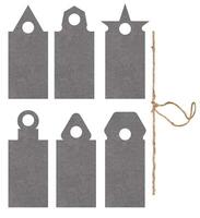 Blank gray rectangular paper tag on a white background, template for price, discount photo