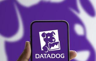 Dhaka, Bangladesh, 11 Aug 2024- DataDog logo is displayed on smartphone. Datadog is a SaaS platform that monitors cloud applications. photo