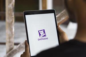 Dhaka, Bangladesh, 11 Aug 2024- DataDog logo is displayed on iPad. Datadog is a SaaS platform that monitors cloud applications. photo