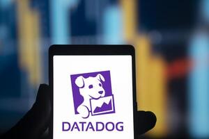Dhaka, Bangladesh, 11 Aug 2024- DataDog logo is displayed on smartphone. Datadog is a SaaS platform that monitors cloud applications. photo