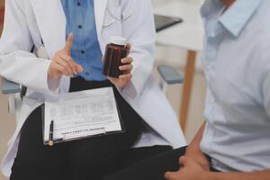 Urologists advise patients about prostate problems. Treatment of cancers of the urinary tract and male reproductive organs The concept of men's health problems Close-up pictures photo