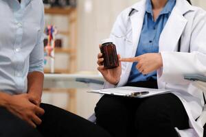 Urologists advise patients about prostate problems. Treatment of cancers of the urinary tract and male reproductive organs The concept of men's health problems Close-up pictures photo