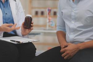 Urologists advise patients about prostate problems. Treatment of cancers of the urinary tract and male reproductive organs The concept of men's health problems Close-up pictures photo
