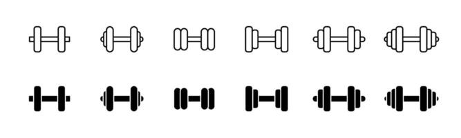 Dumbbell icon set. Line and glyph dumbbell weight . Gym dumbbell collection vector