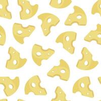 seamless pattern with pieces of cheese. Background with dairy products for packaging, paper and wallpaper. vector