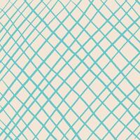 Hand drawn square checkered pattern, pencil diagonal hatching. Chaotic textured turquoise crosshatch on beige background, scribbles, doodle lines. Sketch illustration. vector