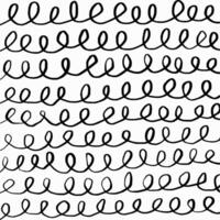 Square hand drawn pattern, pencil thin black crosshatch spirals on white background. Textured curve stripes, grunge effect, doodle abstract lines. vector