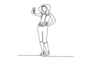 Traveling activity concept. Single line draw design graphic illustration. vector