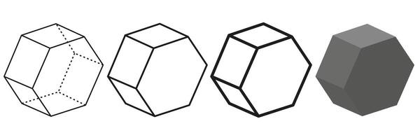 Set of hexagonal cubic shapes. Isolated on white background. vector