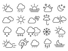Weather forecast. Set of weather icons in linear style. Weather. Simple illustrations. vector