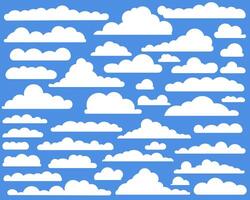 Half cloud in the sky. Abstract white cloud set isolated on blue background. vector