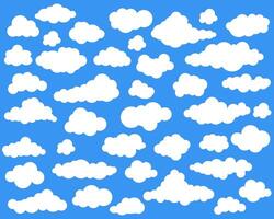 Clouds in the sky. Abstract white cloud set isolated on blue background. vector