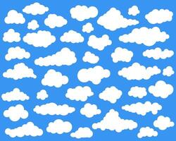 Clouds in the sky. Abstract white cloud set isolated on blue background. vector