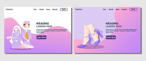Landing page web weading celebration vector