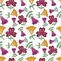 Boho flower leaf seamless pattern Hand drawn background vector