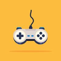 game controller with cable. illustration of electronic device for playing vector