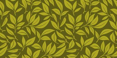 tea leaves pattern background. Green leaf seamless pattern. leaves pattern background. seamless patterns with green leaves. vector