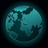 Illustration of a hologram of the globe with continents and oceans. Hologram of the Earth vector