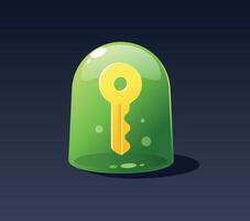 A yellow key in a green container. Saved key vector